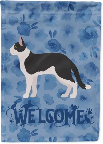Vista 126 de Caroline's Treasures CK4813CHF - Bandera de bienvenida con gato abisinio azul, manga grande, para porche, para colgar en la pared, poliéster