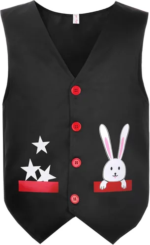 Vista 2 de ReliBeauty Disfraz de mago para niños con sombrero y guantes
