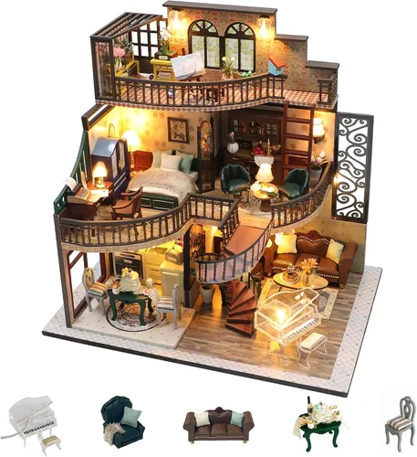 Vista 14 de Flever Casa de Muñecas en Miniatura Kit DIY para Casa Creativa con Muebles para Regalo Romántico de San Valentín (Historias de Flores)