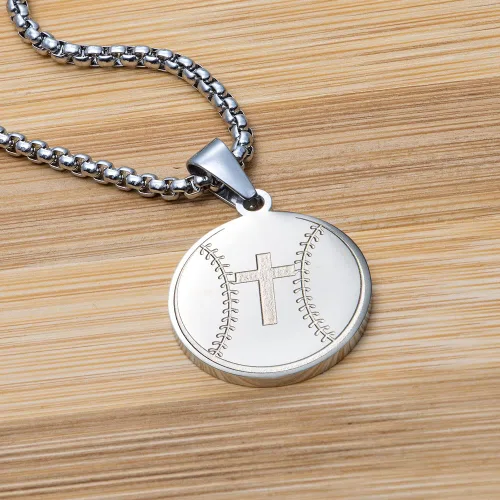 Vista 6 de Colentine Collar de béisbol Collar de atletas de béisbol de acero inoxidable de 1 pulgada grabado inspirador filipenses 413 Verso Joyería Regalos