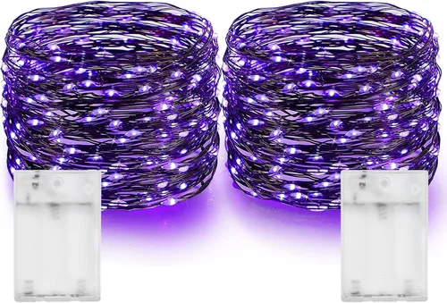 Vista 25 de Dazzle Bright - Guirnalda de luces de hadas de Halloween, 60 luces LED de 20 pies de alambre de cobre a batería y resistente al agua, decoraciones