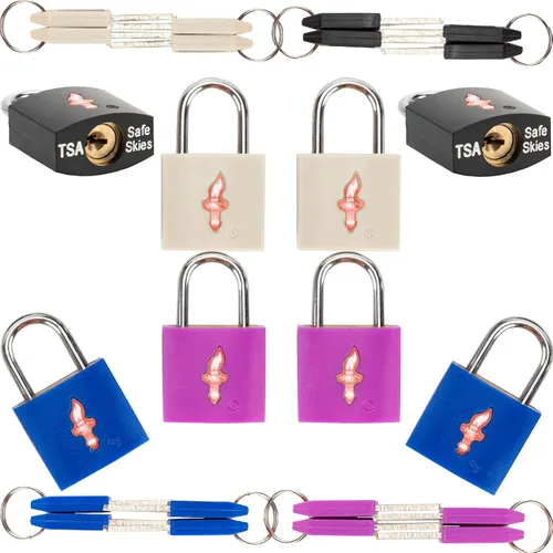 Vista 6 de Paquete de 8 candados de equipaje TSA de 1112 pulgadas de ancho para maletas, estuches de armas y bolsas de viaje, cerradura de seguridad de latón
