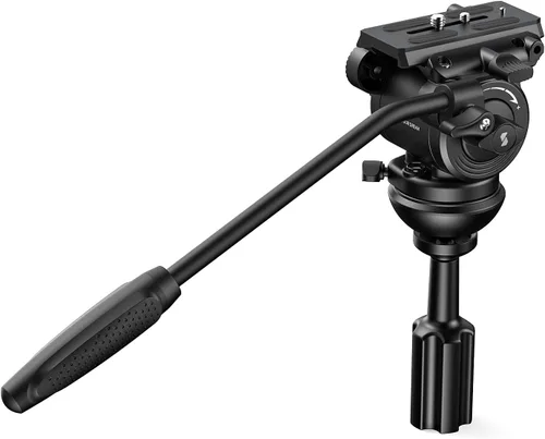 Vista 11 de SmallRig DH10 - Cabezal de video fluido para trípode de servicio pesado con base plana y mango ajustable, placa de liberación rápida para placa