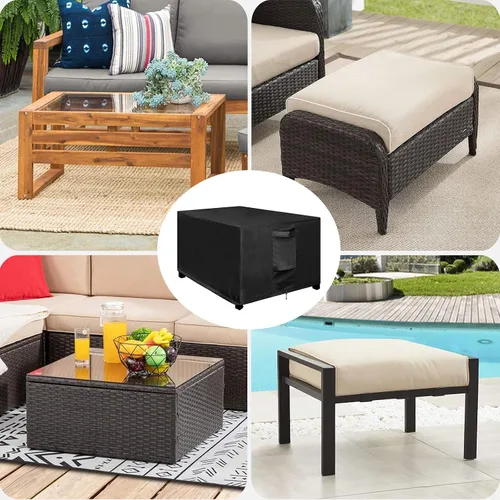 Vista 7 de OutdoorLines Fundas Impermeables para Otomanas de Patio Exterior - Cubierta Rectangular a Prueba de UV para Mesa Lateral de Patio Resistente al