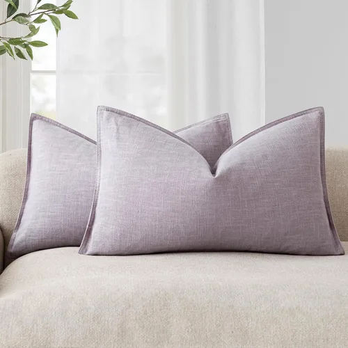Vista 36 de Foindtower Juego de 2, Fundas Decorativas de Almohada de Lino Sólido Suaves Fundas de Cojín Europeo de Acento Estilo Granja Neutral para Silla Sofá