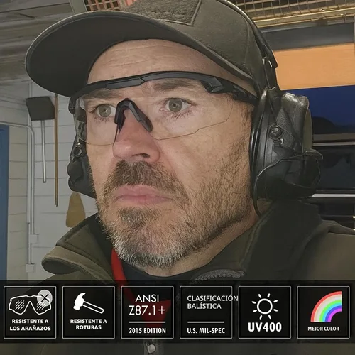 Vista 2 de Gafas de tiro tácticas balísticas ANSI Z87+UV400 gafas protectoras