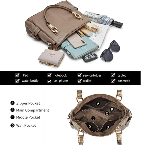 Vista 32 de Kattee Cartera bandolera estilo urbano de cuero para mujer