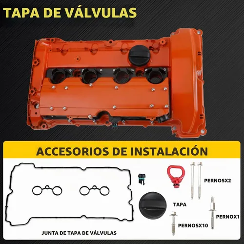 Vista 3 de Cubierta de válvula de aluminio compatible con BMW MINI Cooper S Paceman L4 1.6L 2007-2016 con piezas de motor N14 Turbo 11127646555 naranja