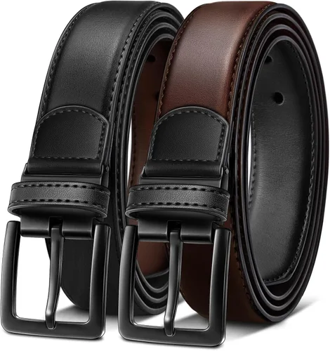 Vista 14 de BULLIANT Cinturón de cuero reversible para hombre, recortable, 1.25 Negro/Café Antiguo1033