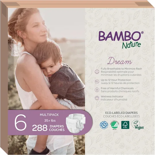 Vista 9 de Bambo Nature Pañales hipoalergénicos Dream Baby, pañales sostenibles con etiqueta ecológica de primera calidad, protección mejorada contra fugas