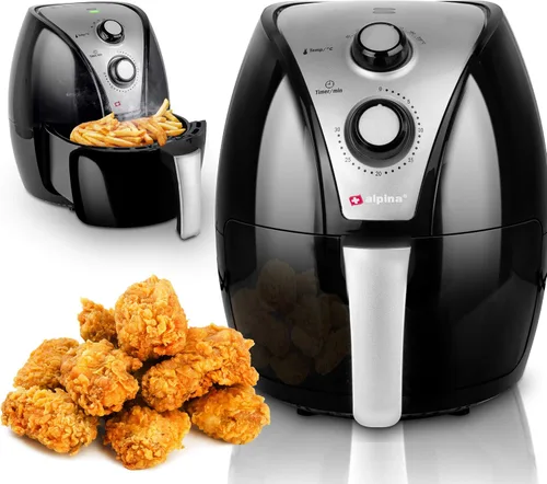 Vista 11 de alpina Hot air fryer, fryer, roasting, frying, grilling, roasting and frying, up to 80% less fat, 2-4 people, 2.4 liters, black
