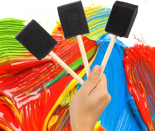 Vista 5 de 20 piezas de pinceles de espuma para pintar, pinceles de esponja de 2 pulgadas con mango de madera para pintar, pinceles de espuma para manchas
