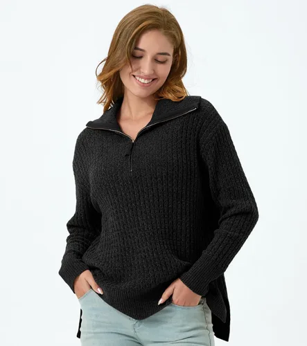Vista 3 de MISSFASHION Beyond - Suéter de felpilla para mujer, de manga larga, cuello redondo, suéter de punto acanalado, blusa de punto acanalado