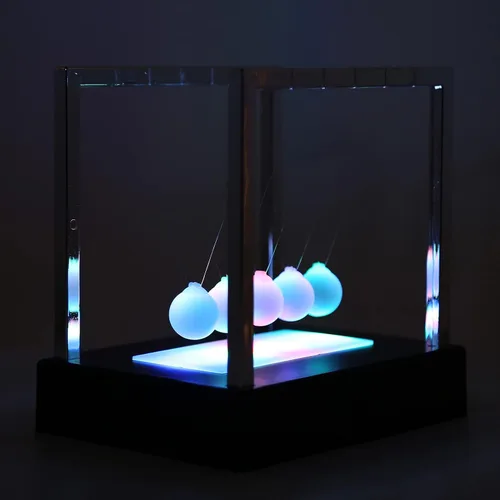 Vista 6 de Luminous Newtons Cradle, Perpetual Motion Desk Toy with Color Changing Swinging Balls, Magnetic Pendulum Balls for Stress Relief and Physics