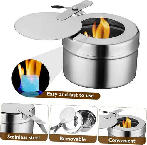 Vista 7 de DOITOOL Soporte para latas de combustible de acero inoxidable, 2 unidades, latas de combustible para calentador de alimentos, soporte de combustible