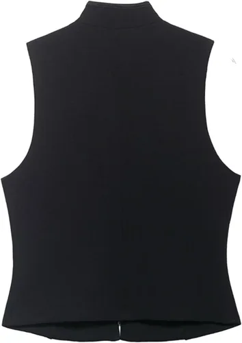 Vista 2 de CORIRESHA Sleeveless Vest Double Breasted Metal Button Slim Waistcoat Black