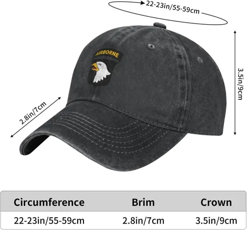 Vista 6 de US 101st Airborne Division Patch Pattern Printing Gorra de béisbol para hombres Mujeres Sombrero de papá Gorra ajustable Negro