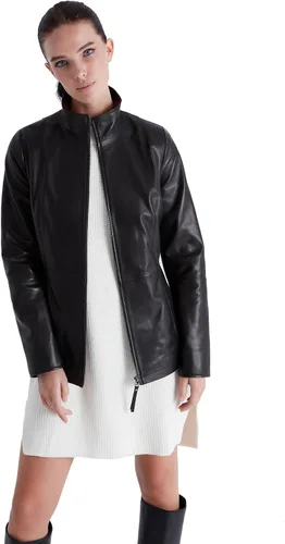 Vista 6 de Bigardini Chaqueta italiana de cuero genuino para mujer, piel de cordero real