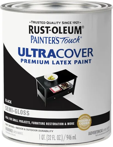 Vista 51 de Rust-Oleum 1976502 Painter's Touch - Pintura de látex, cuarto de galón, negro plano, 32 onzas líquidas, (paquete de 1)