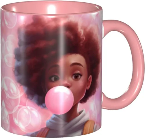 Vista 21 de Taza de café, taza de té para mujeres y niñas, taza de diseño único, perfecta para regalos, mujeres afroamericanas afro