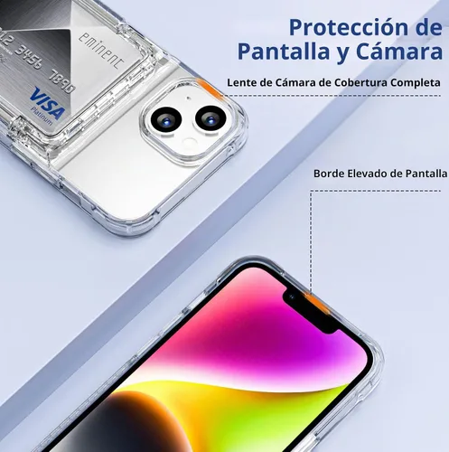 Vista 5 de ACANDYA Funda tipo cartera para iPhone 15 Plus, funda transparente para iPhone 14 Plus
