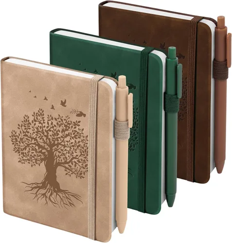 Vista 12 de 3 paquetes de cuadernos de bolsillo para diario, A6 pequeño, total 360 páginas, cuadernos para tomar notas, diarios para escritura, mini blocs