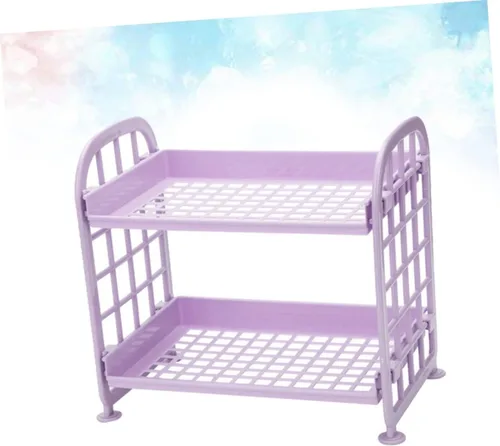 Vista 3 de Alipis Plastic Storage Shelf Organizer for Bathroom and Kitchen Easy to Install Desktop Rack for Toiletries Fruits and Vegetables