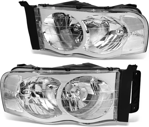 Vista 7 de DNA MOTORING Par de faros delanteros compatibles con Dodge Ram 1500 2500 3500 02-05, izquierda y derecha, carcasa negra, esquina ámbar