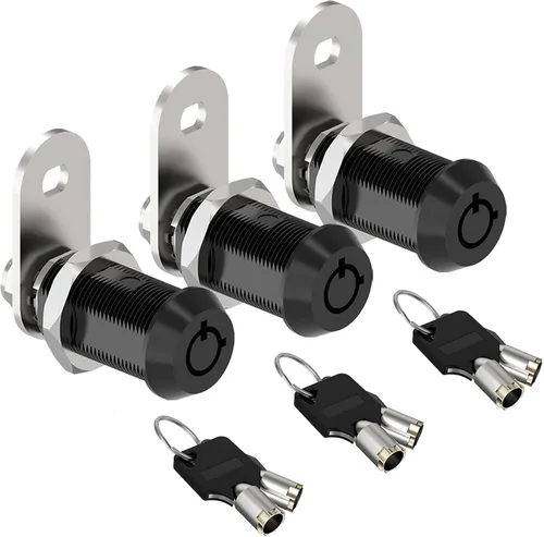 Vista 17 de Paquete de 1 cerradura de gabinete con llaves, cerraduras tubulares de leva de 5/8 pulgadas con llave similar, cerradura de RV para armarios