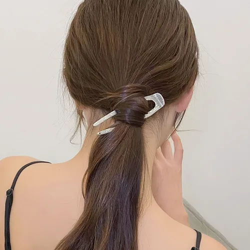 Vista 7 de 6 unidades de 2 tamaños de horquillas en forma de U, horquillas francesas de concha de tortuga de metal en forma de U para cabello fino y grueso
