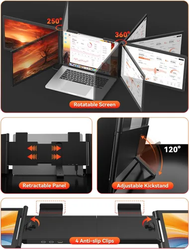 Vista 6 de One Cable Connetion 14“ 1080P Laptop Screen Extender (Windows & Mac)