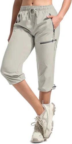 Vista 31 de BVVU Pantalones cargo capri de senderismo para mujer, ligeros, de secado rápido, pantalones deportivos impermeables para exteriores, pantalones