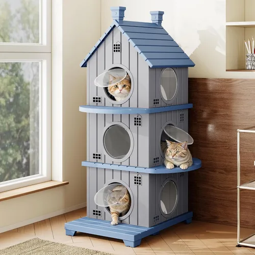 Vista 25 de Casa para gatos al aire libre, resistente a la intemperie, casas de resina duradera para gatos interiores y exteriores, refugio para gatos al aire