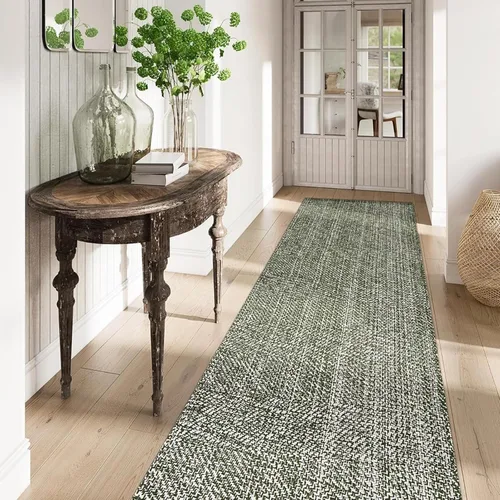 Vista 123 de LEEVAN Alfombra lavable para baño, alfombra tejida negra de 2 x 3 pies para entrada, alfombra de puerta delantera de algodón, alfombras pequeñas
