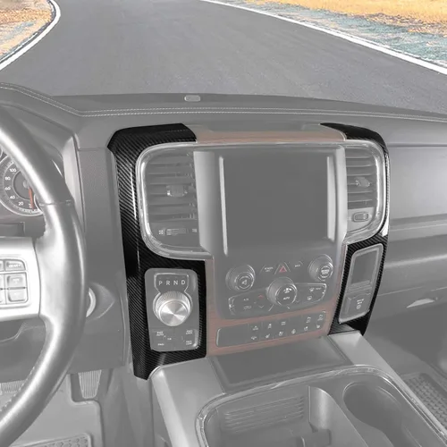 Vista 7 de RT-TCZ Para RAM Fibra de Carbono Consola Central Tablero Aire AC Ventilaciones Trim Cubierta para Dodge RAM 2012-2017 ABS Accesorios Interior 2 unids