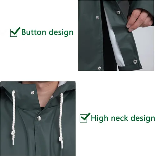 Vista 3 de Chaqueta impermeable para hombre, impermeable y ligero con capucha, Verde(Military Green)