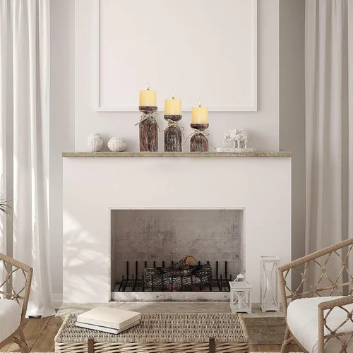 Vista 7 de Portavelas de madera de granja para velas de pilar, juego de 3 portavelas de madera rústica con cuerda de cáñamo, decoración de mesa de mesa