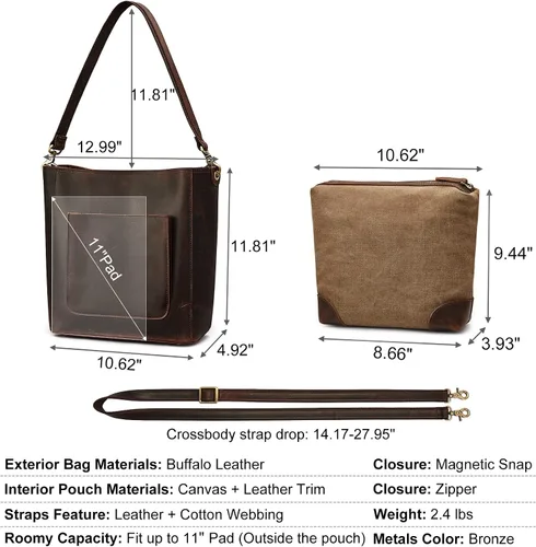 Vista 4 de S-ZONE Mochila de piel auténtica para mujer, con estilo retro, estilo vintage