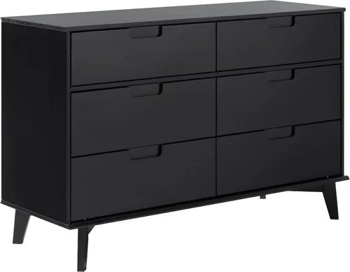 Vista 8 de Walker Edison Sloane - Cómoda de madera maciza con mango ranurado de 6 cajones, 52 pulgadas, color blanco