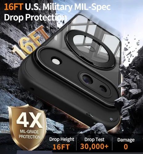 Vista 4 de 【Soporte magnético giratorio de 360°】 Funda para Google Pixel 8A 【Compatible con MagSafe y Pixelsnap】 Funda con soporte de anillo 【Transparente sin