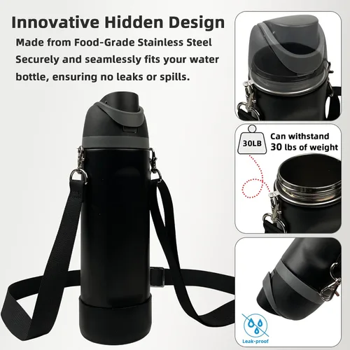 Vista 2 de Silicone Boot Set for Owala Water Bottle 24 oz, 32 oz, 40 oz - Includes Non-Slip Sleeve, Shoulder Strap & Handle Strap, Perfect Owala Accessories