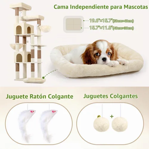 Vista 5 de Globlazer Árbol para gatos resistente, árbol para gatos extra grande de 81 pulgadas para gatos de interior y adultos, torre resistente para gatos