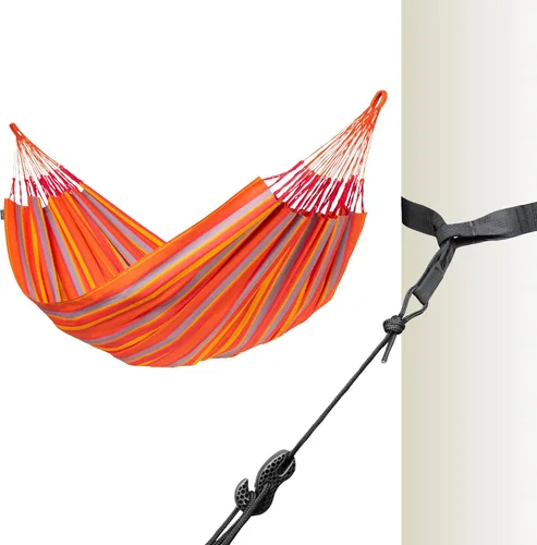 Vista 15 de LA SIESTA Brisa - Hamaca clásica colgante, hecha a mano, resistente a la intemperie, resistente a roturas para relajación en interiores y Almendra