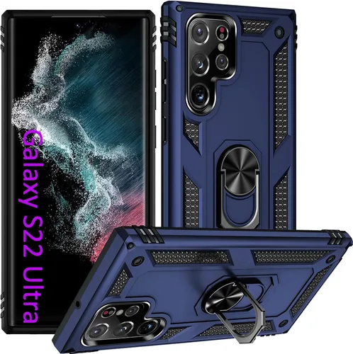 Vista 8 de ADDIT Funda S22 para Samsung Galaxy S22, con anillo de soporte, soporte ajustable, grado militar, protección resistente, a prueba de golpes