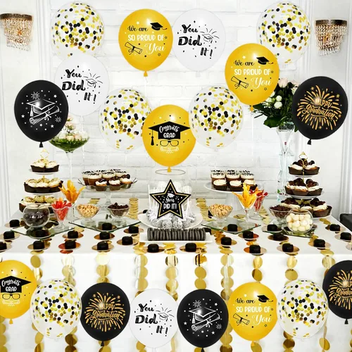 Vista 6 de 60 globos de graduación 2025, globos de látex para fiesta de graduación de 12 pulgadas, globos de graduación de clase de 2025, decoraciones