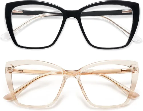 Vista 13 de AMOMOMA Trendy TR90 Gafas de Lectura Grandes con Filtro de Luz Azul para Mujeres, Elegantes Gafas Cuadradas Tipo Ojo de Gato AM6031