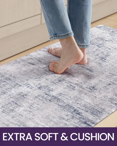Vista 6 de DEXI Alfombrillas de cocina acolchadas antifatiga 23 x 86 pulgadas, color Azul