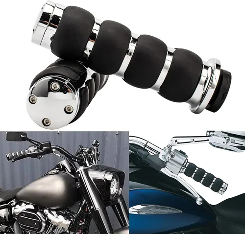 Vista 9 de Motocicleta 1 "mano apretones extremo barra manillar Spike cromo negro aluminio caucho