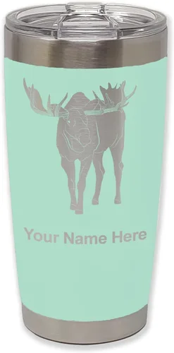 Vista 35 de LaserGram Vaso aislado al vacío de 20 onzas, alce, grabado personalizado incluido (negro)