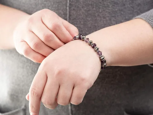 Vista 60 de Pulsera elástica de alerta médica, pulsera de identificación médica de repuesto intercambiable, etiqueta de identificación no incluida, cristales